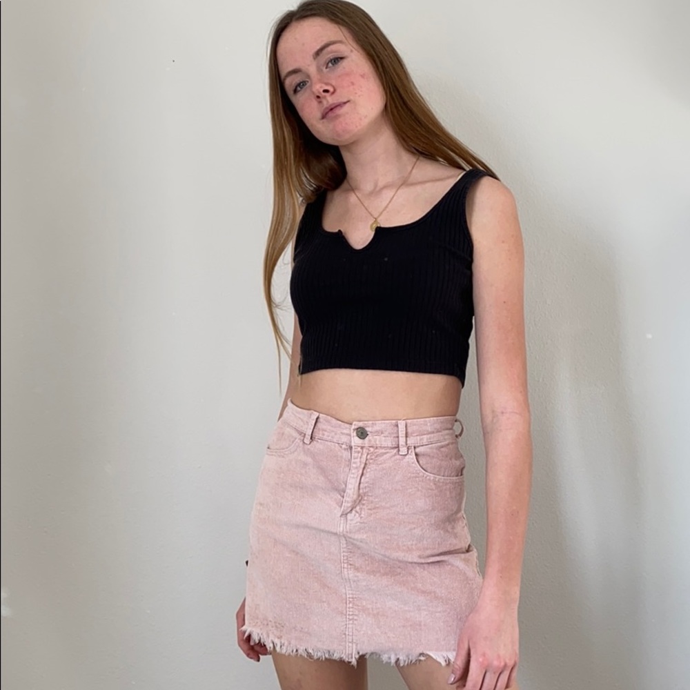 Blush pink corduroy skirt